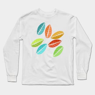 Digitally doodled leaves Long Sleeve T-Shirt